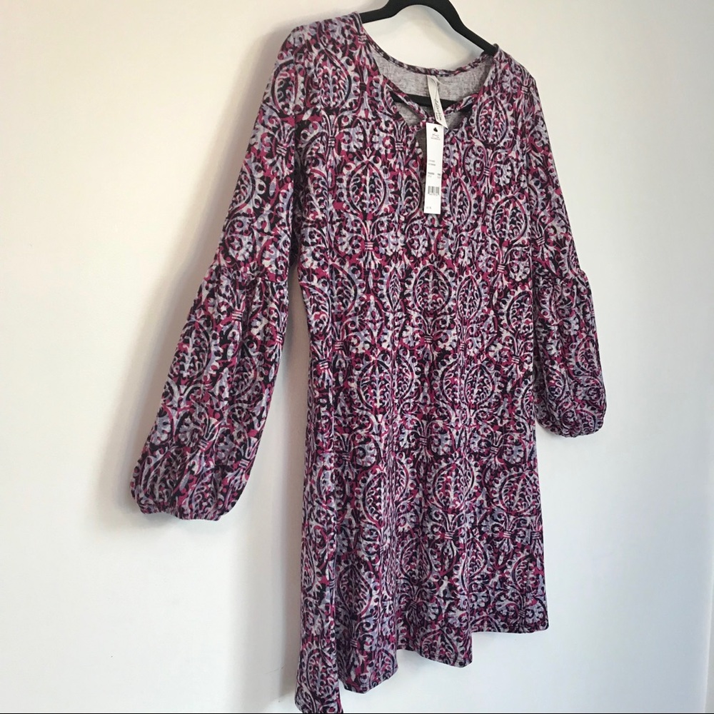 Puffy sleeve multi color casual dress petite large new condition size LP